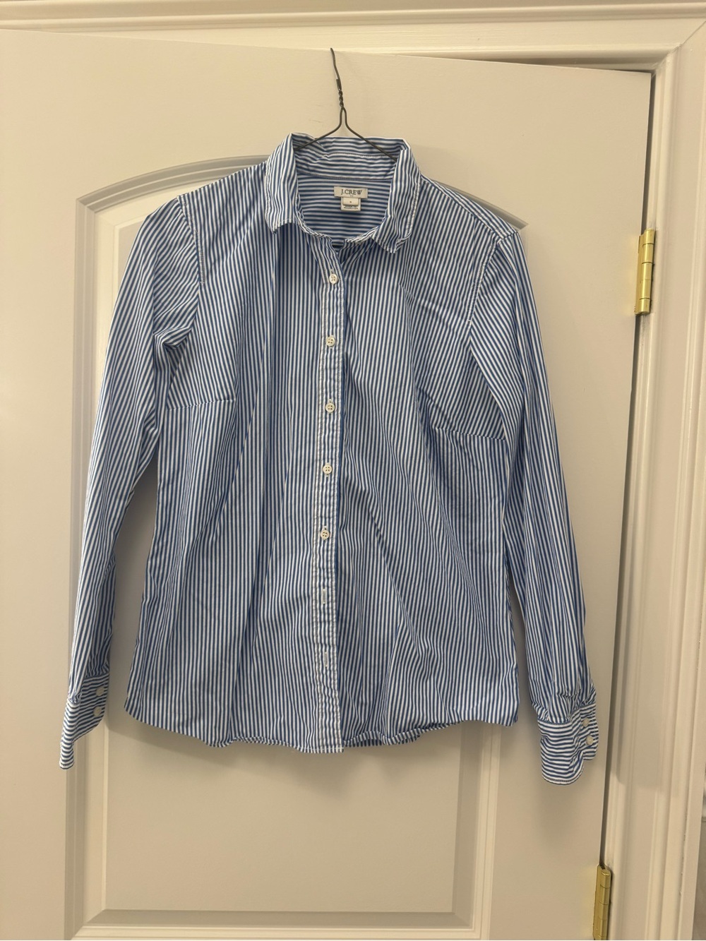 J. Crew Blue and White Striped Button-Down Shirt